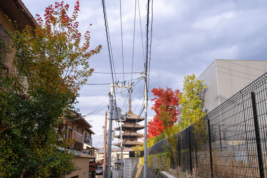 during the season of autumn foliage, a period of exceptional beauty. 
Gion,The district was built to accommodate the needs of travellers and visitors to the shrine.