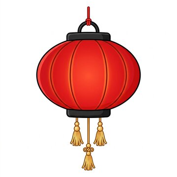Cute Kawaii Red Japanese Paper Lantern Chochin Vector Illustration