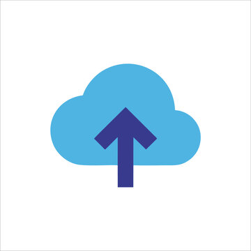 Cloud Upload Icon for Computing and Data Storage on White Background