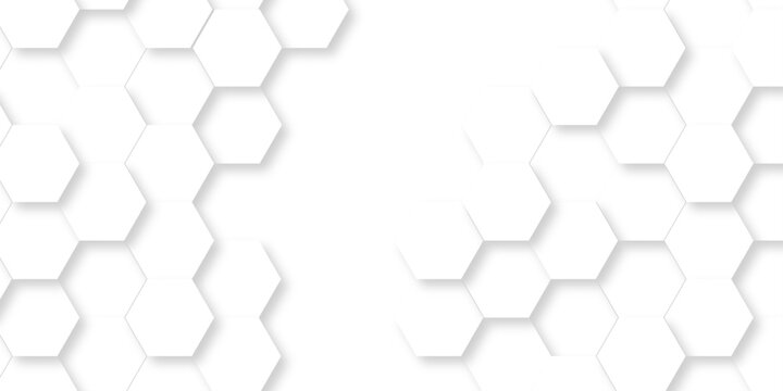 White hexagon bee cube element grid tiles emboss seamless pattern. white paper texture futuristic business. vector honeycomb web banner technology triangle texture background.