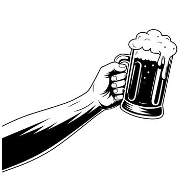 Hand holding a beer mug vector illustration celebrating Oktoberfest