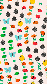 Seamless pattern of cartoon insects
