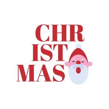 Christmas Typography Design with Santa Claus Illustration