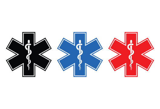 Star symbol icon illustration featuring medical caduceus emblem design