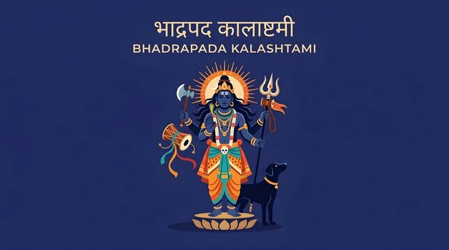 Lord Kaal Bhairava Illustration for Bhadrapada Kalashtami Hindu Festival Celebration Vector