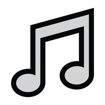 Black and grey eighth note musical symbol on white background simple icon