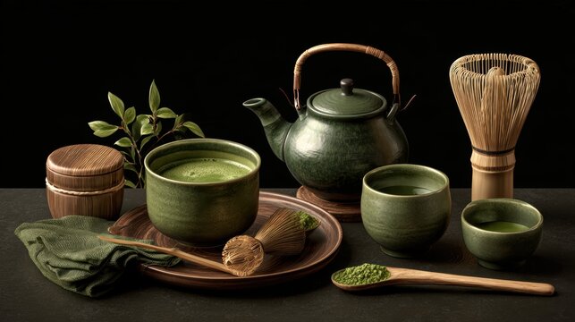Matcha powder air isolated on white background,superfood powder,diet and healthy life,green tea powder,Japanese tea leaves,popular menu trendy, wellness concept.