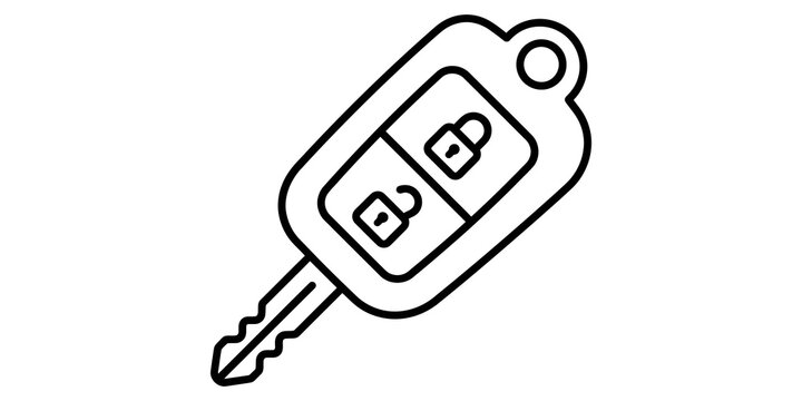 Car key fob with lock and unlock buttons minimalist vector line icon.