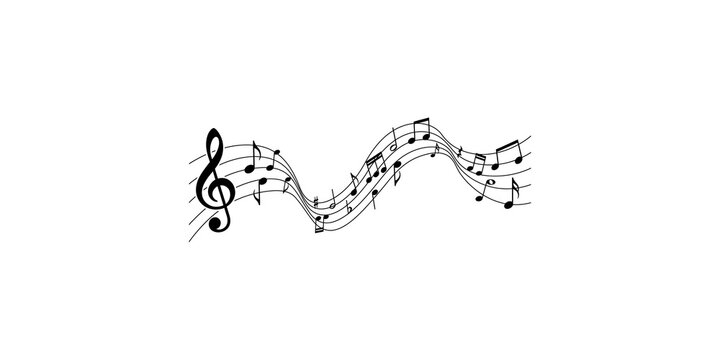Detailed musical staff with treble clef for music theory and educational graphic design.