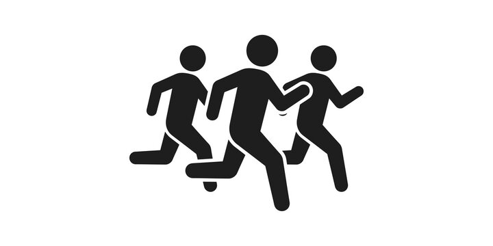 Group of runners black silhouette icon representing active physical movement and collective team sport competition.
