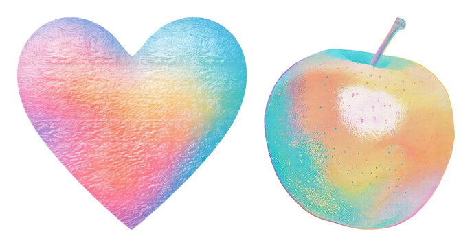 PNG Colorful heart apple illustration on transparent background