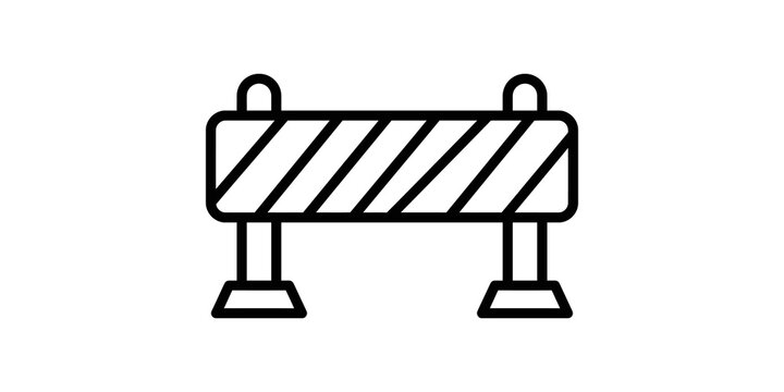 Construction road barrier icon for traffic safety management and site cordoning applications.