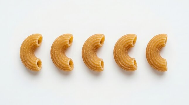 Raw Elbow Macaroni Pasta - Dry Italian Semolina Pasta Isolated on White Background