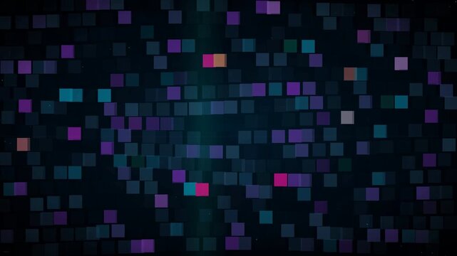 abstract pixel mosaic transition effect with colorful squares for digital privacy and tech documentary visual background
