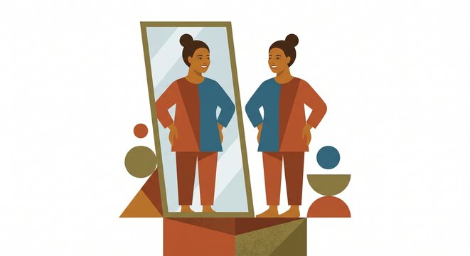 Flat illustration of person embracing body positivity and self love