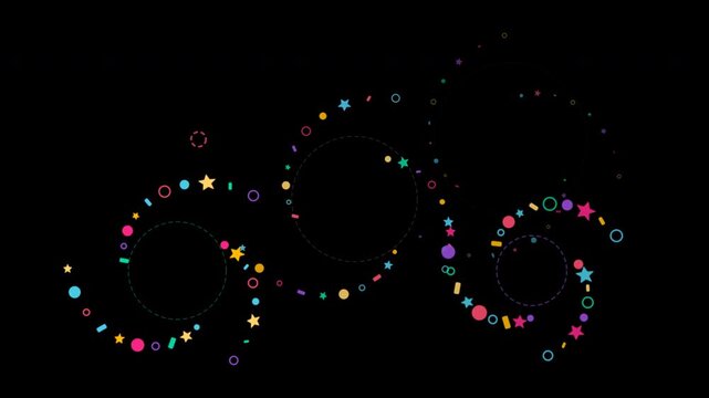 abstract shape and doodle design element with colorful motion particles for line art animation vlog overlay background