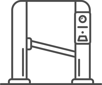 Minimalist outline icon of an electronic security turnstile gate.
