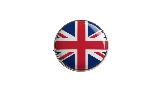 Uk flag pin badge isolated on transparent background