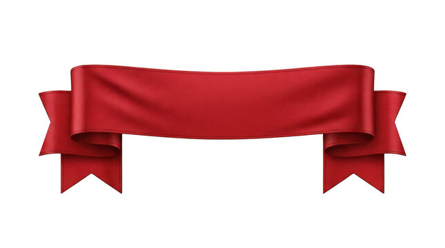 Red ribbon banner isolated on transparent background