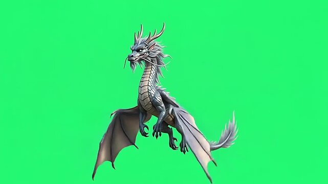 Ancient Chinese style dragon on green screen background.