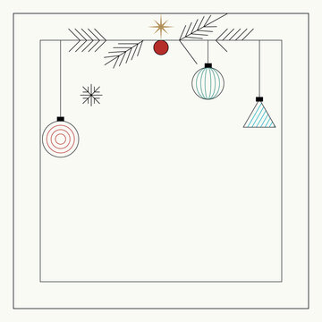 Minimalist geometric line art winter frame modern retro style square template have blank space.