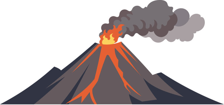 Erupting Volcano with Lava and Smoke Illustration