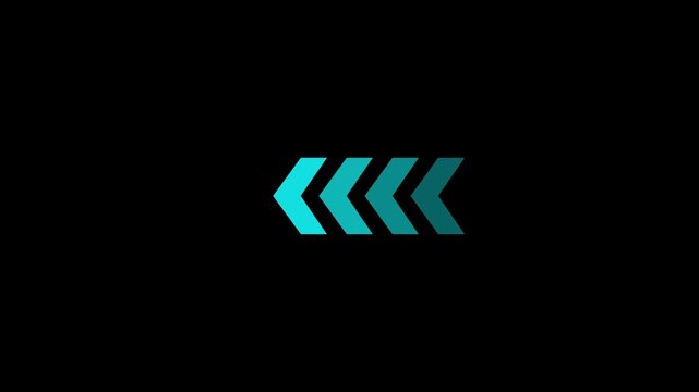 Blue Left Arrow Directional Loop Animation on Black Background, 4K Video