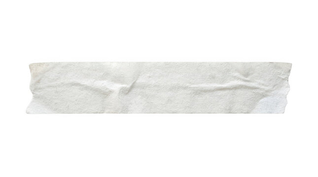 Piece of white paper masking tape isolated on transparent background