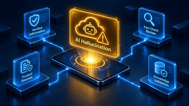 AI Hallucination Risk Management And Verified Information Validation Concept