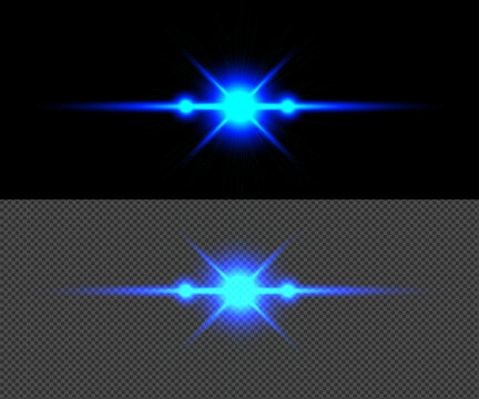 Abstract optical lens flare light burst with glowing star sparkle rays and bright energy beam effect isolated on background.