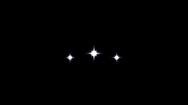 Sparkling stars shine animation on black background. fast glitter star motion, white cartoon, flat, vector, doodles style stars blinking. blinking light effect on transparent background.4k