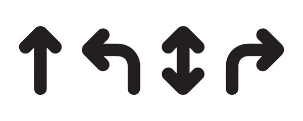Fototapeta premium Minimalist black arrow icon collection for intuitive user interface navigation and directional needs.
