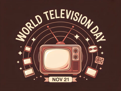 World television day illustration with old tv and icons