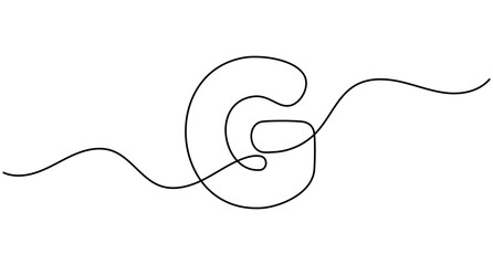 Obraz premium Alphabet g continuous line art, editable stroke, minimal outline vector illustration