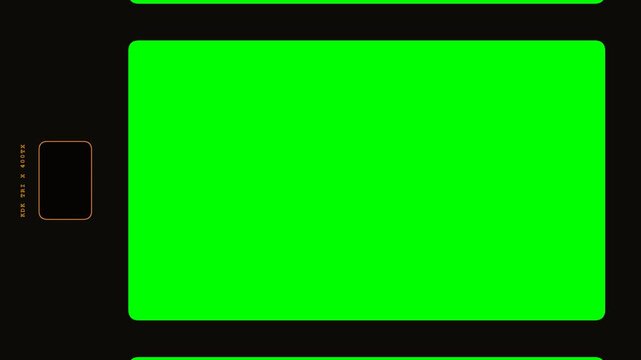 Vintage 16mm Film Frame Border Overlay with Single Sprocket Hole Perforation on Chroma Key Green Screen for Retro Cinema Video Transitions