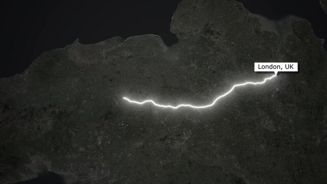 Flight Route Animation From London to Edinburgh on UK Map