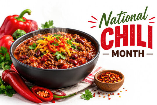 National Chili Month &ndash; Spicy Chili Con Carne with Fresh Red Pepper
