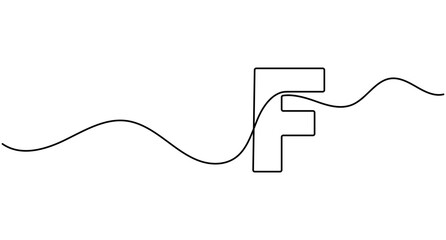 Obraz premium Letter f continuous line art, clean single line typography design, editable stroke, minimal outline vector illustration