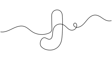 Obraz premium Letter j continuous line art, editable stroke minimal vector illustration design