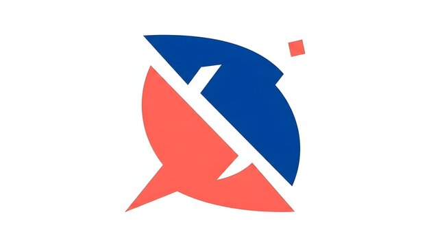 Modern abstract logo icon design featuring blue and coral geometric shapes with diagonal separation for corporate branding and business identity