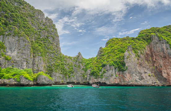 Natural island scenery of Pileh Lagoon on Phi Phi Leh, Krabi, Thailand