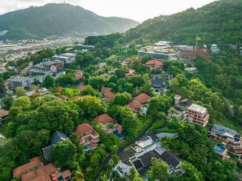 Aerial view of the natural scenery around Kata Forest Resort, Phuket, Thailand