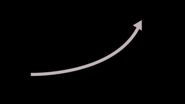 Arrow graph increasing upwards in a smooth curve during a dark presentation