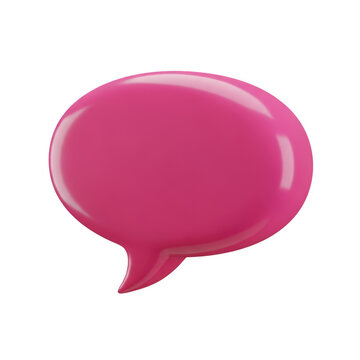 3D glossy pink speech bubble on white background
