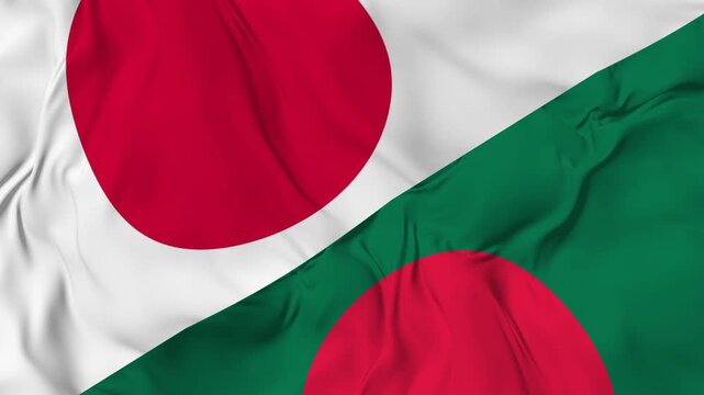 Japan vs Bangladesh seamless loop flag animation. 4k