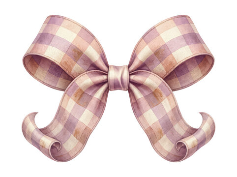 Cute pink gingham ribbon bow with a rustic checkered pattern