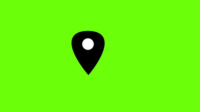 Bright green and black stripes with location pin icons in a repeating pattern