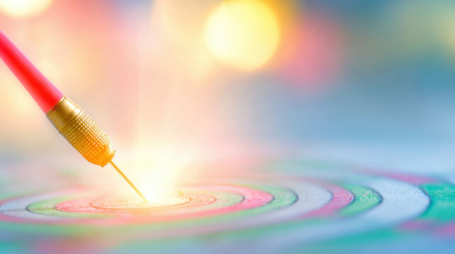 Target hit by dart in a colorful and vibrant setting at an indoor game center