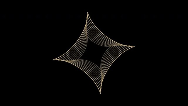 Rotating layered astroid curves in champagne gold on transparent background