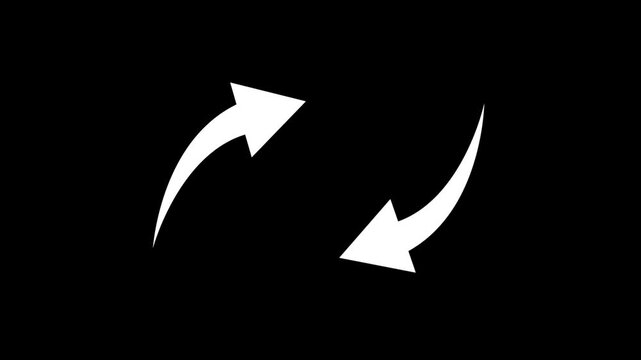 White Arrows Rotating Cycle Animation on Black Background with Subtle Motion Graphics